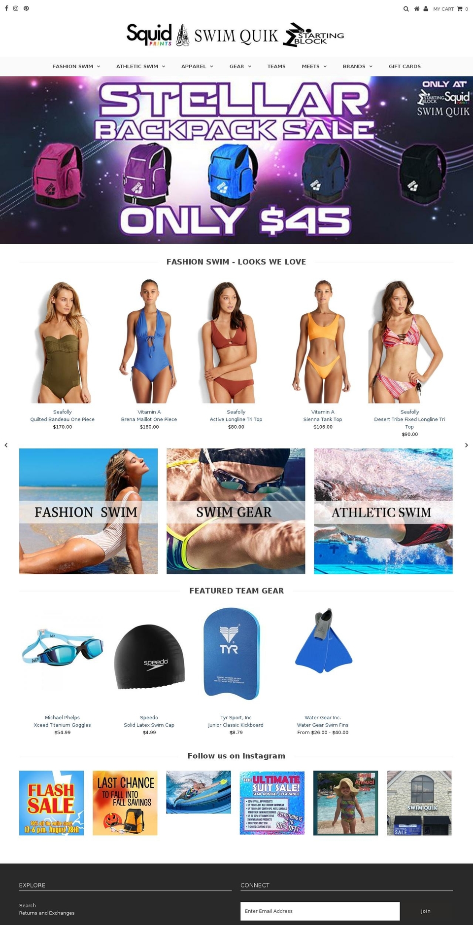 swimquik.com shopify website screenshot