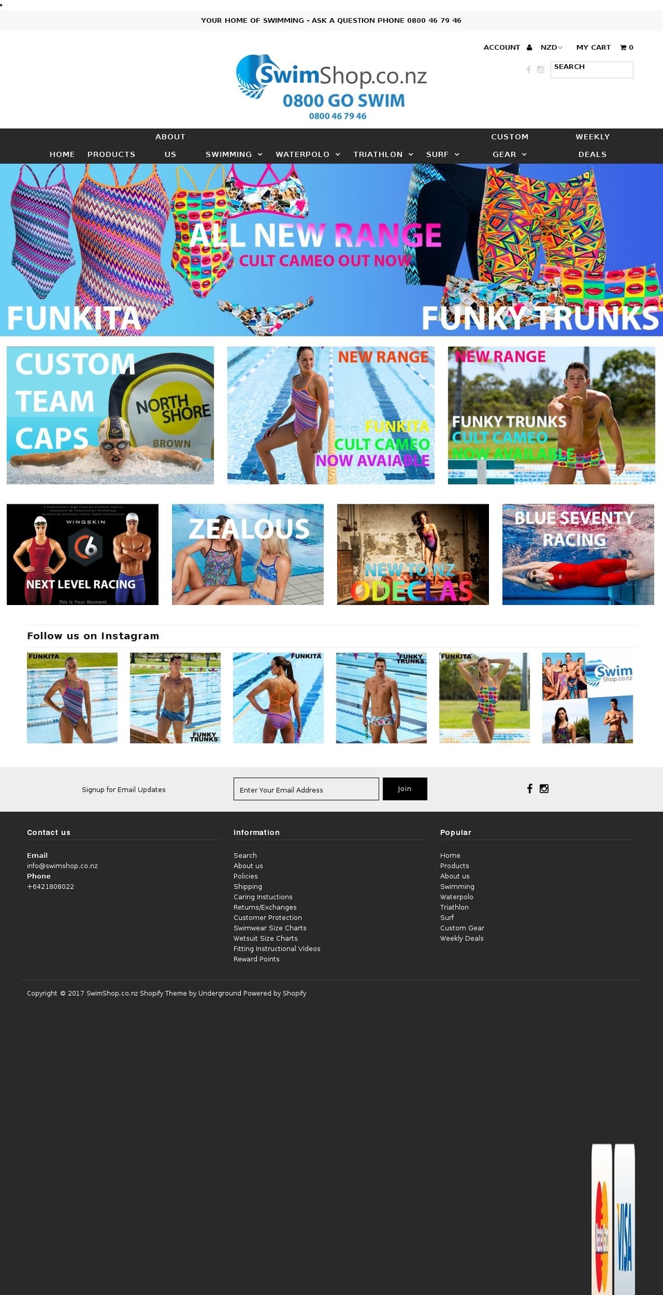 swimshop.co.nz shopify website screenshot