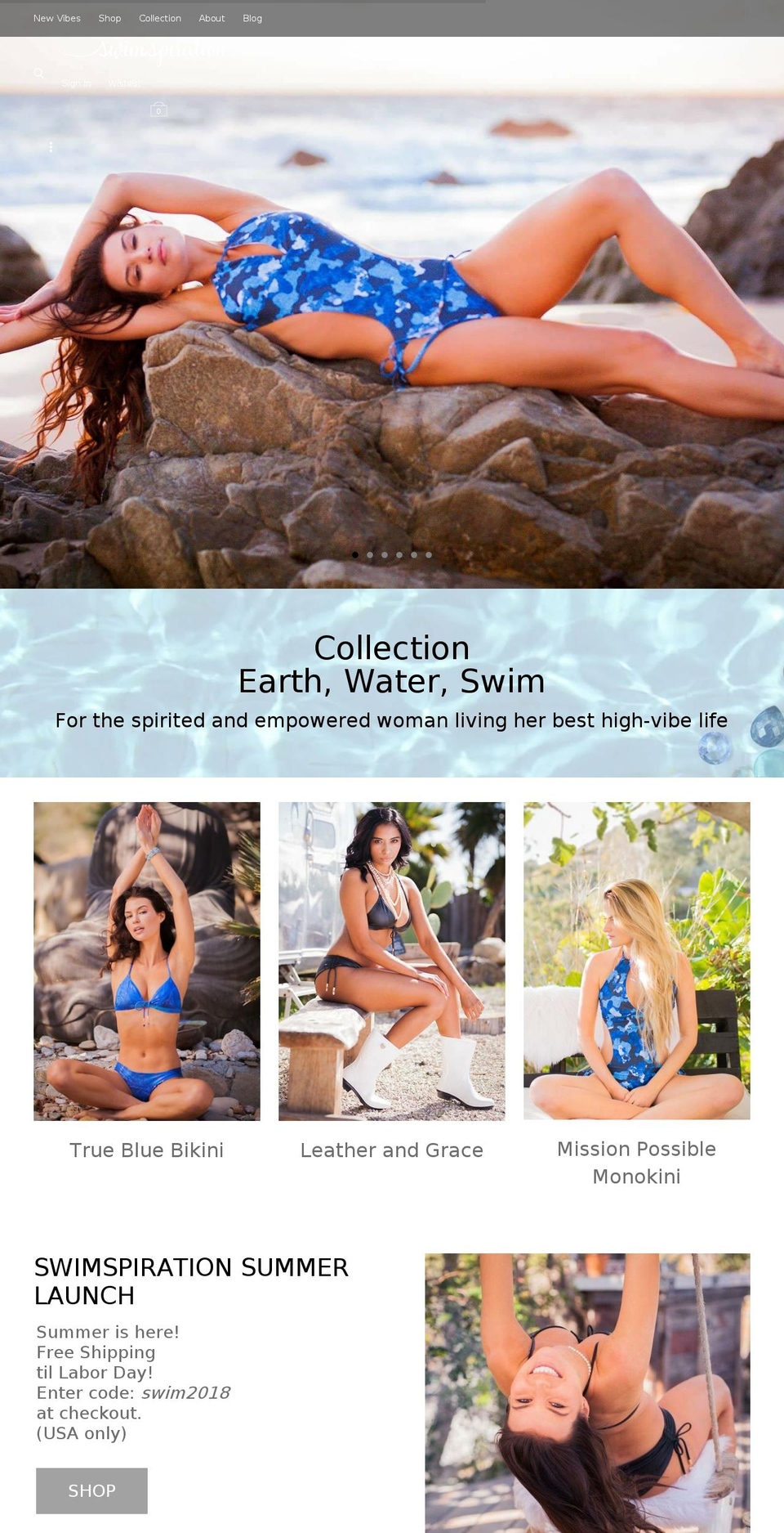 swimspirations.com shopify website screenshot