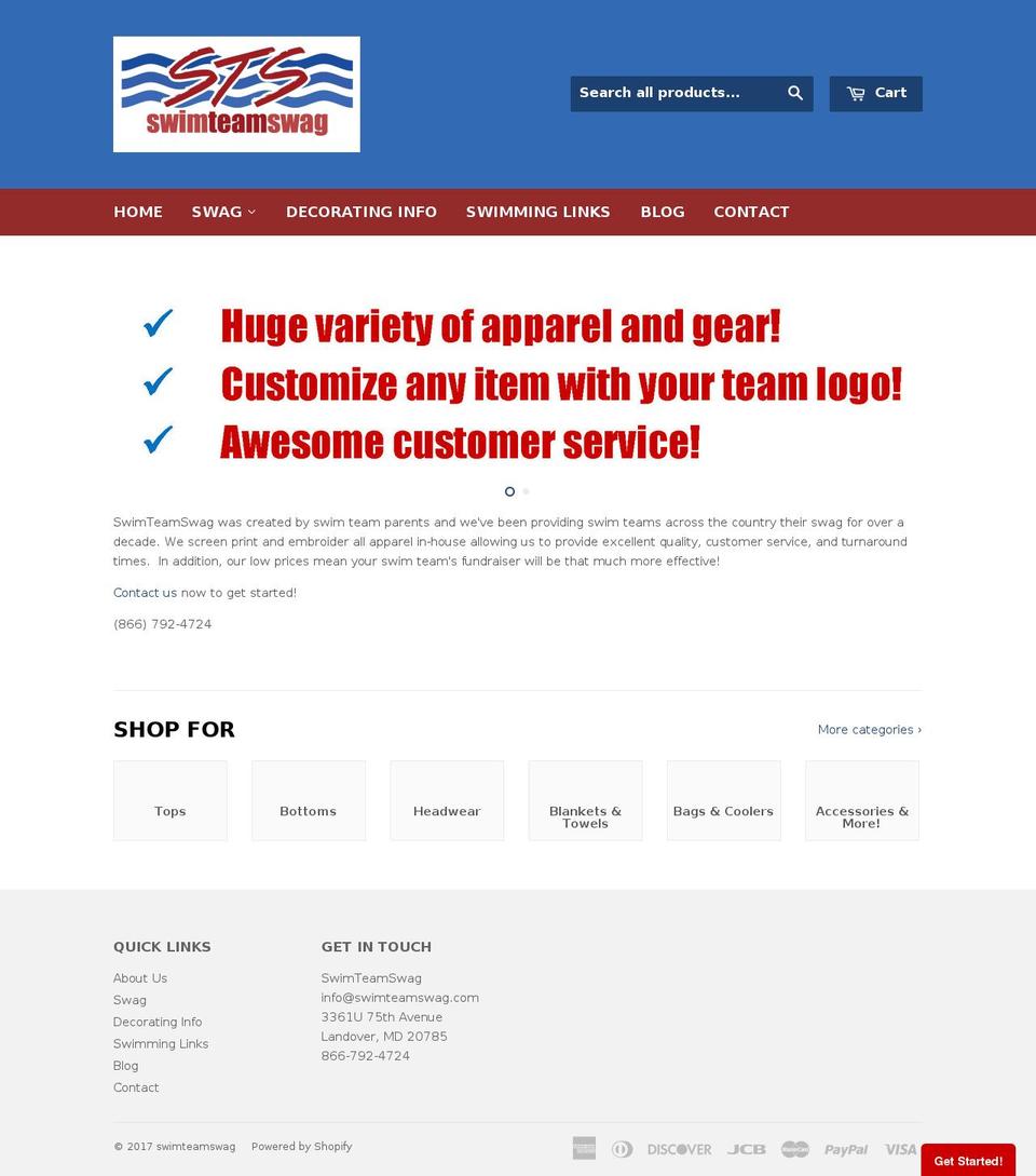 swimteamswag.com shopify website screenshot