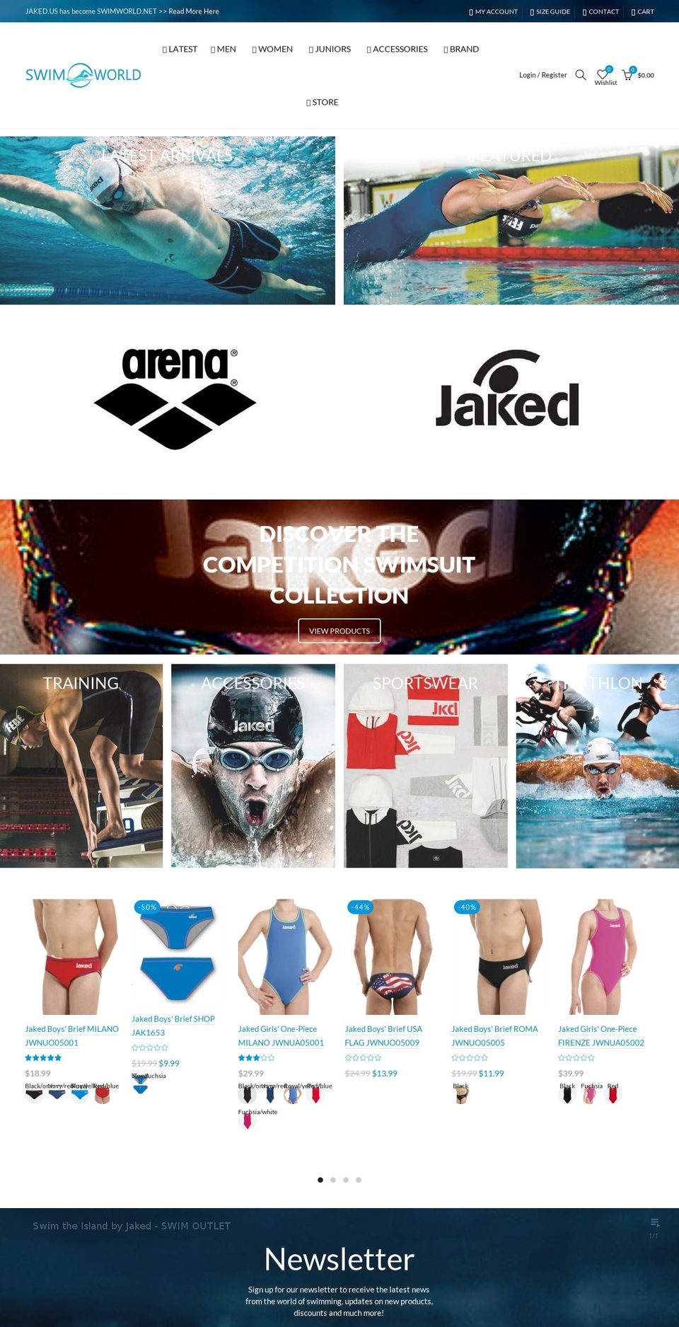 swimworld.net shopify website screenshot