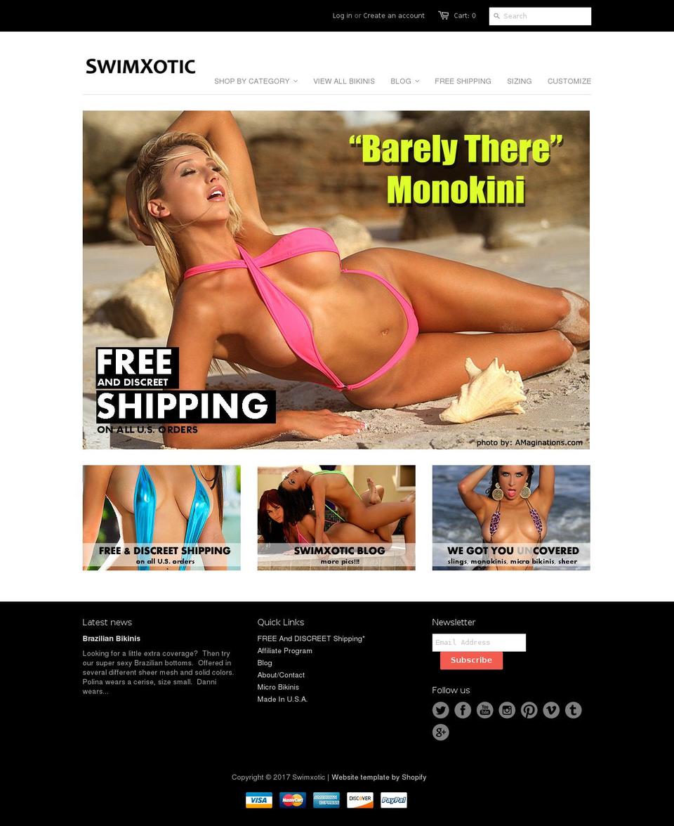 swimxotic.com shopify website screenshot