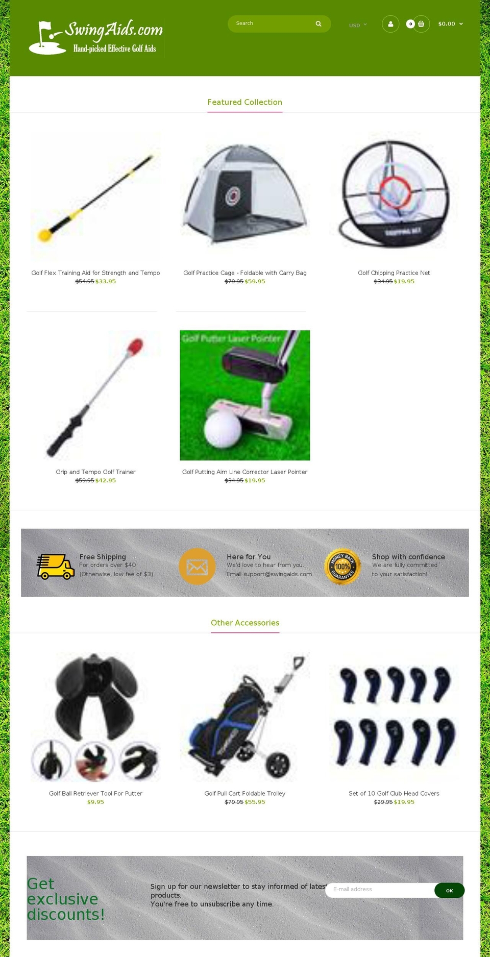 swingaids.com — Shopify storefront screenshot