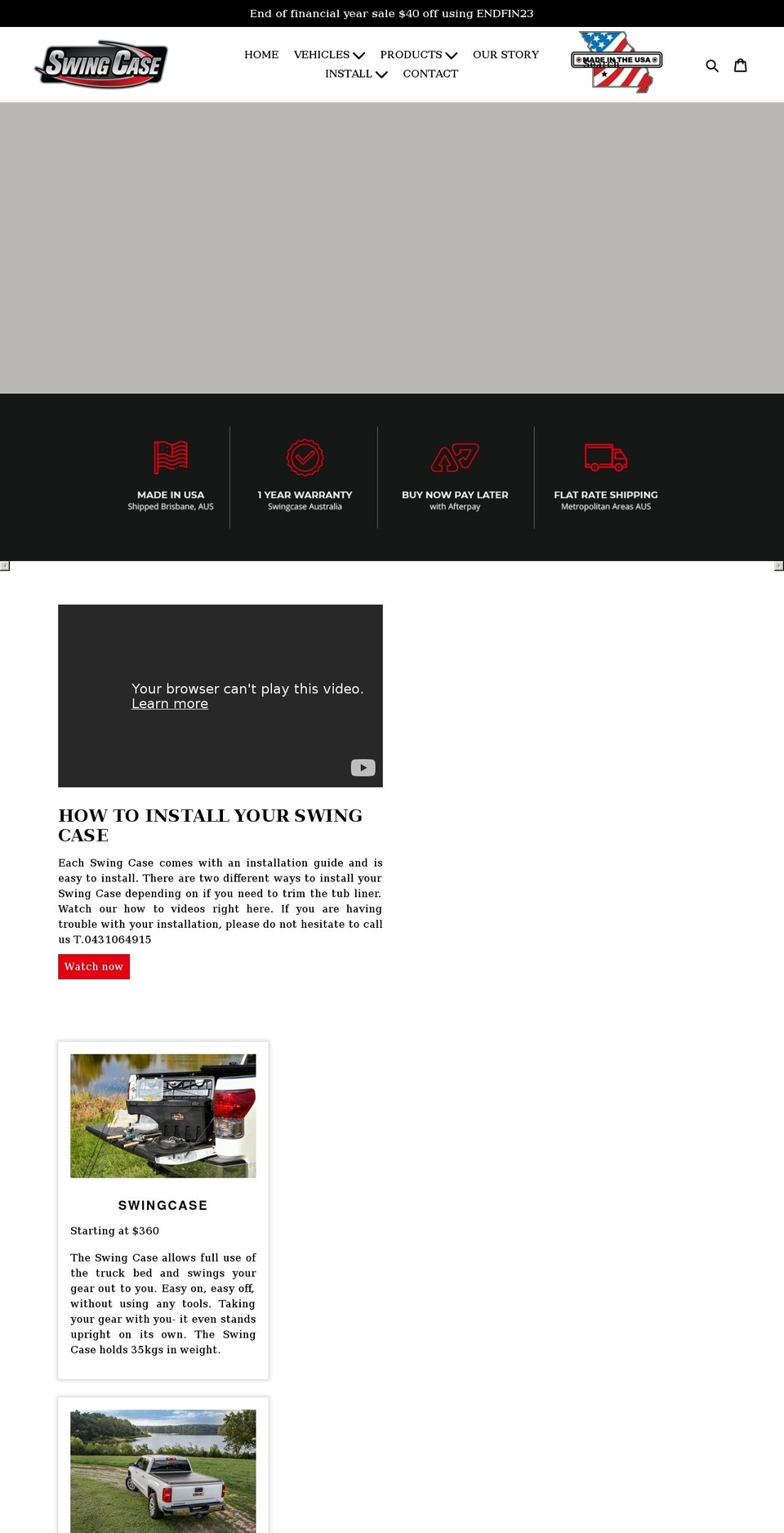 swingcase.com.au shopify website screenshot
