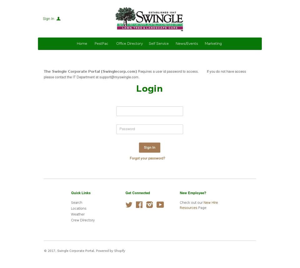 swinglecorp.com shopify website screenshot