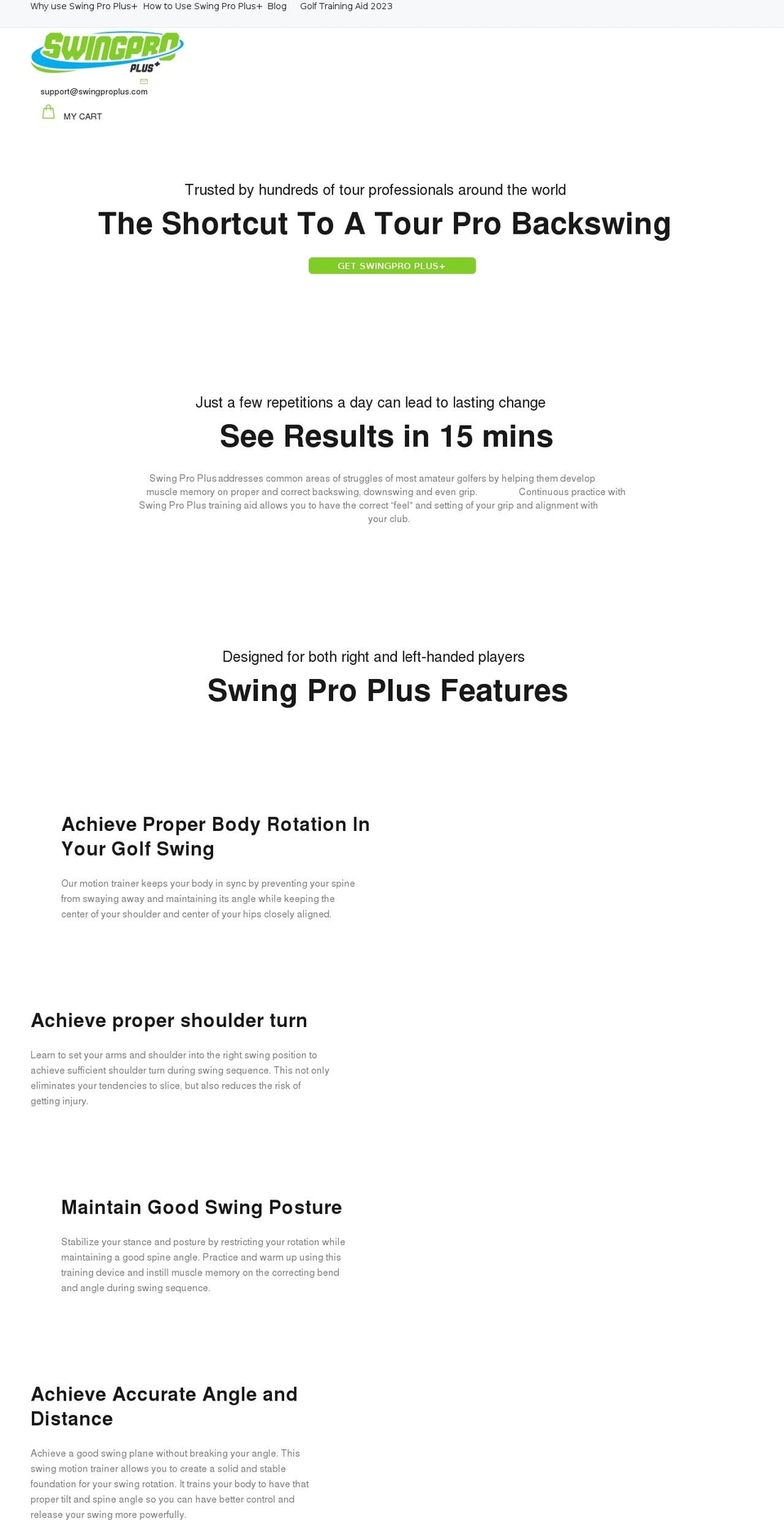 swingproplus.com shopify website screenshot