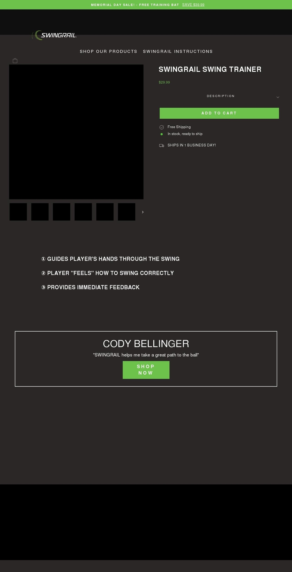 swingrail.com shopify website screenshot