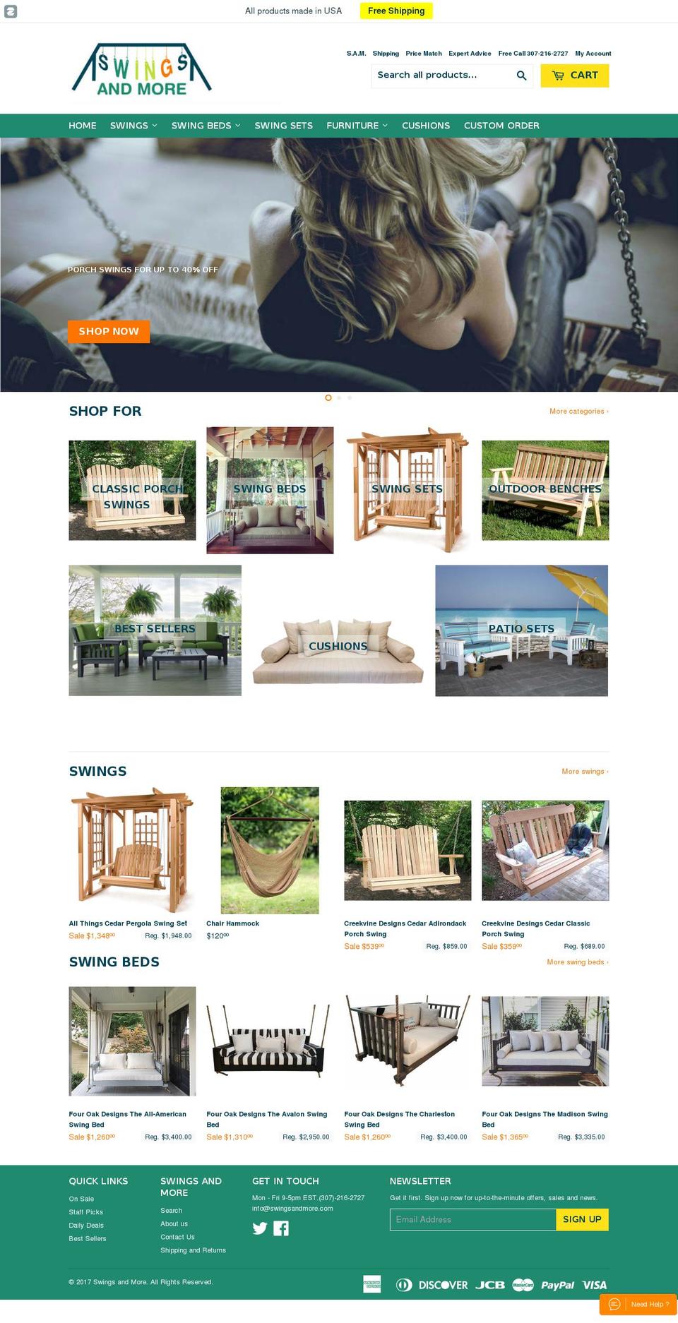 swingsandmore.com shopify website screenshot