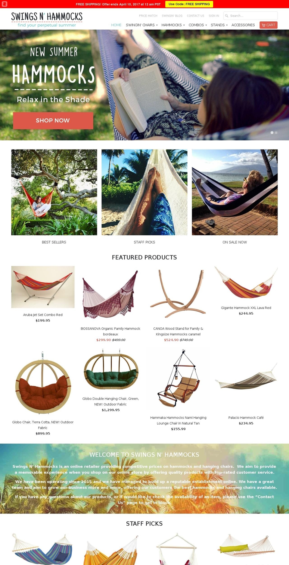 DSL Design Shopify theme site example swingsnhammocks.com