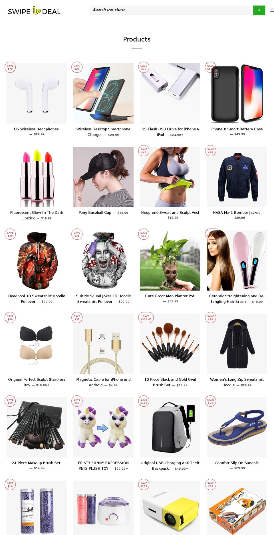 swipeupdeal.com shopify website screenshot