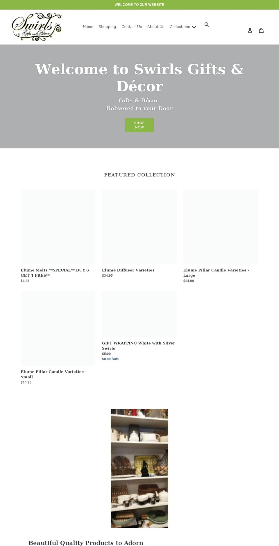 swirlsgifts.com.au shopify website screenshot