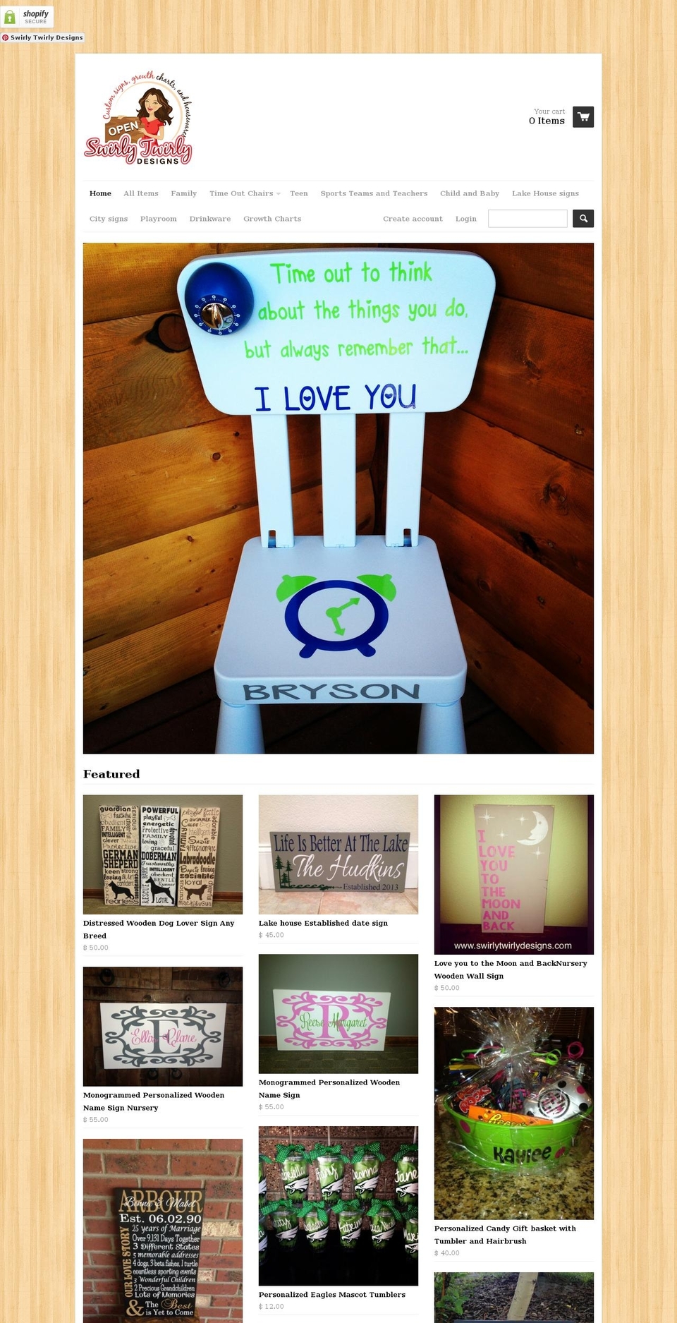 swirlytwirlydesigns.com shopify website screenshot