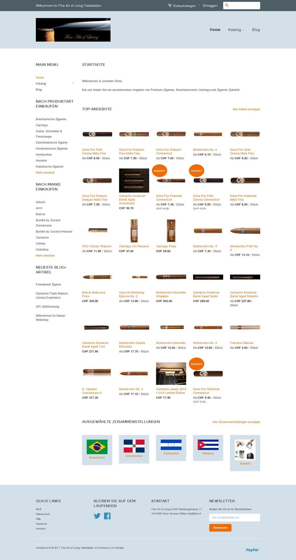 swiss-cigars.ch shopify website screenshot