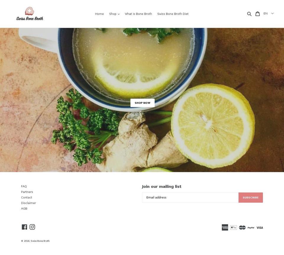 swissbonebroth.com — Shopify storefront screenshot
