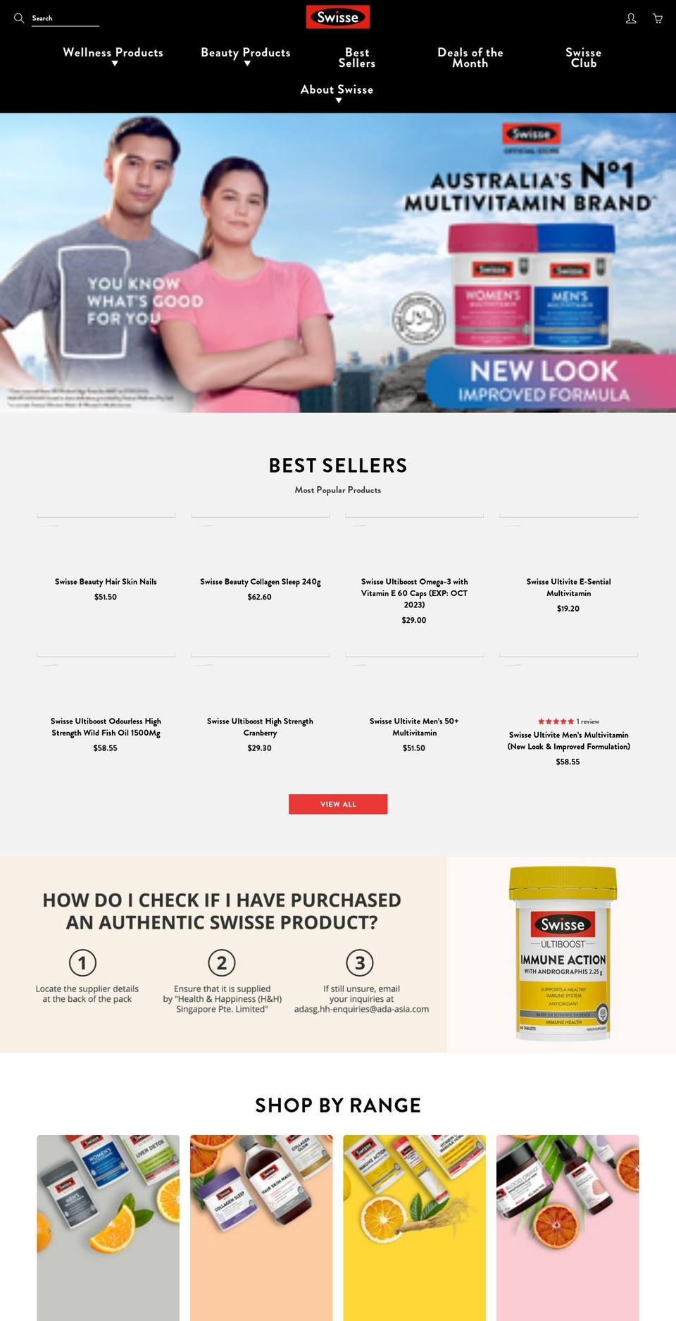 swisse.com.sg shopify website screenshot