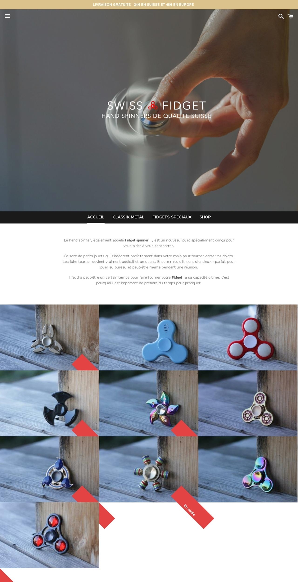 swissfidget.com — Shopify storefront screenshot