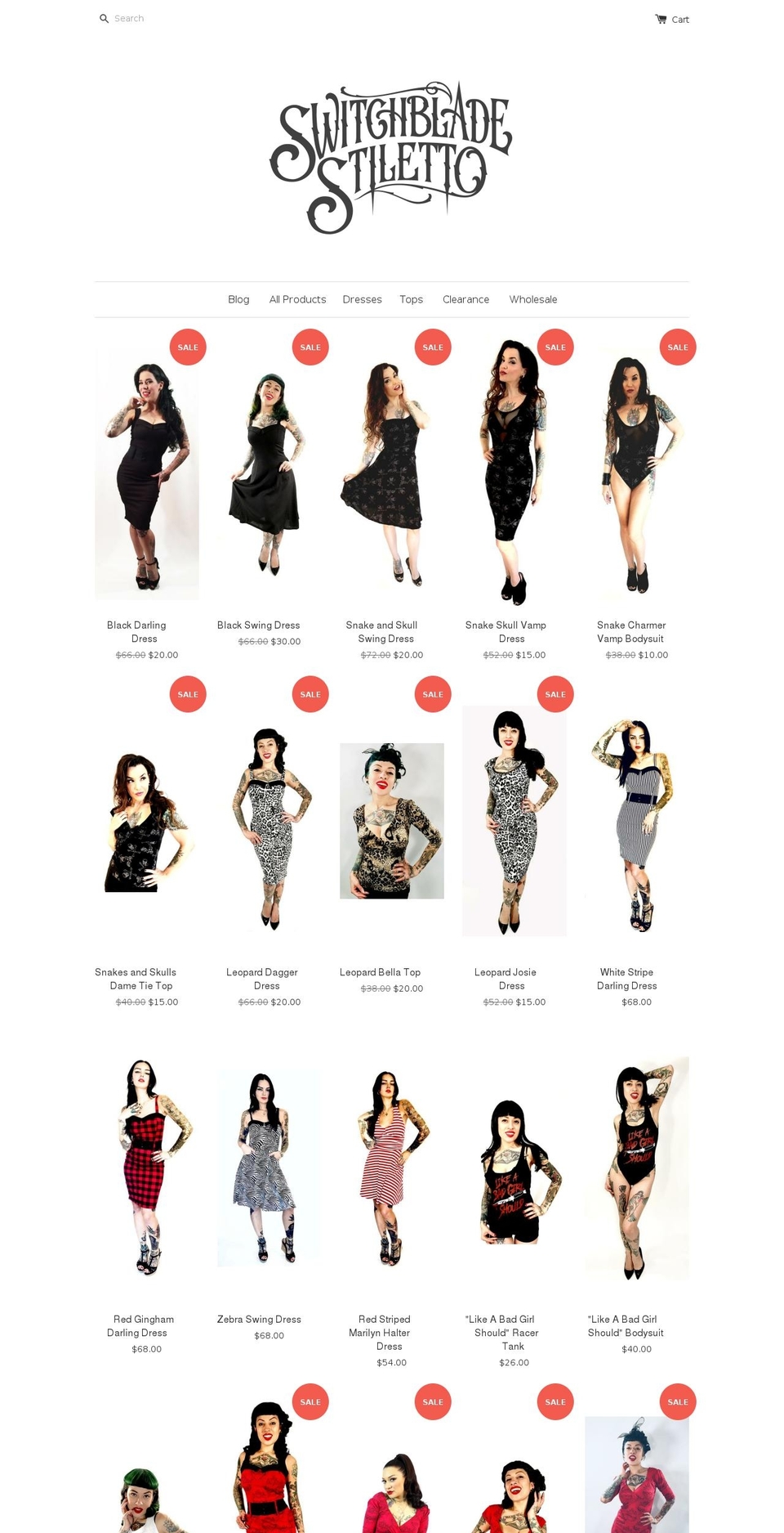 switchbladestiletto.com shopify website screenshot