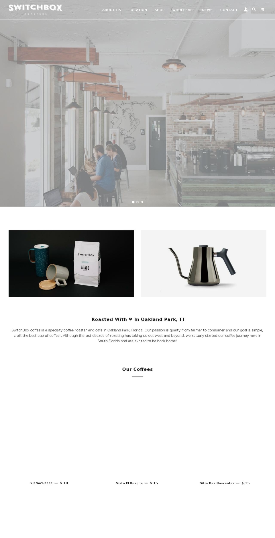 switchbox.coffee shopify website screenshot