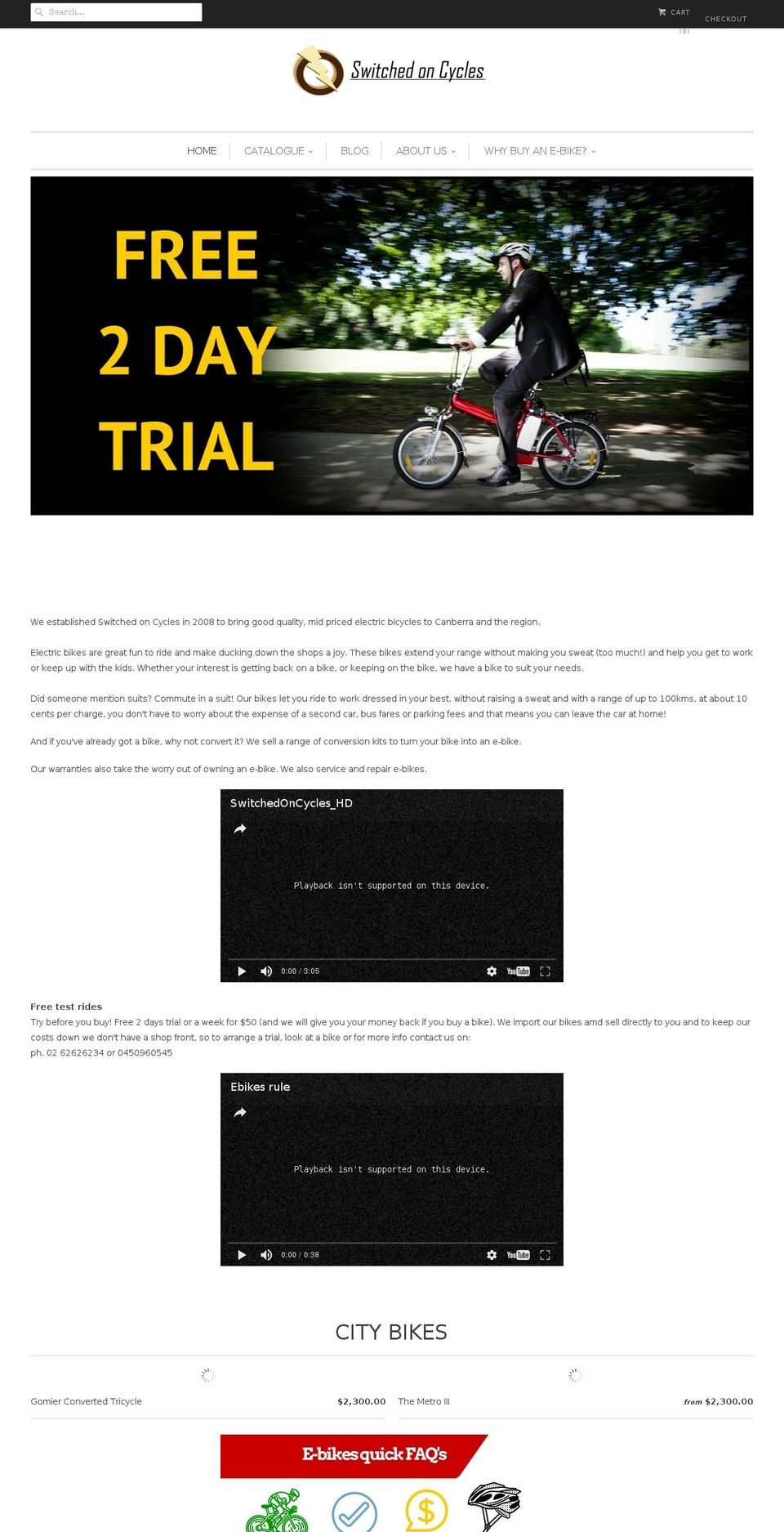 switchedoncycles.com.au shopify website screenshot