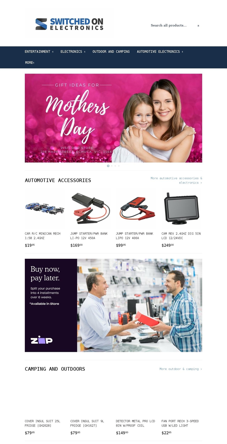 switchedonelectronics.com.au shopify website screenshot