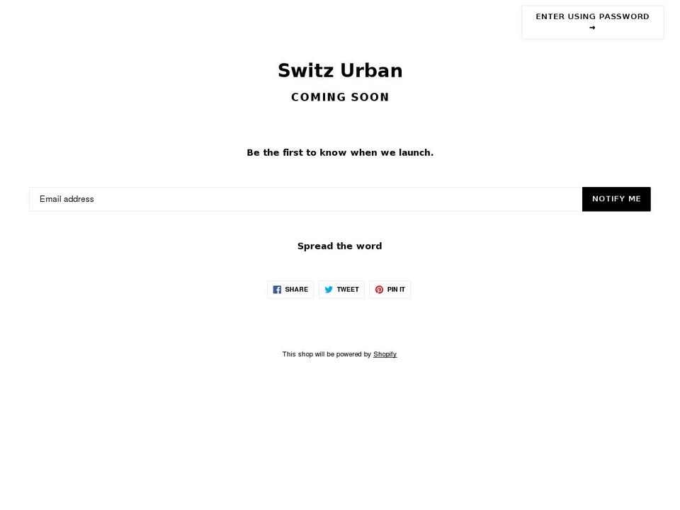 switzurban.com — Shopify storefront screenshot