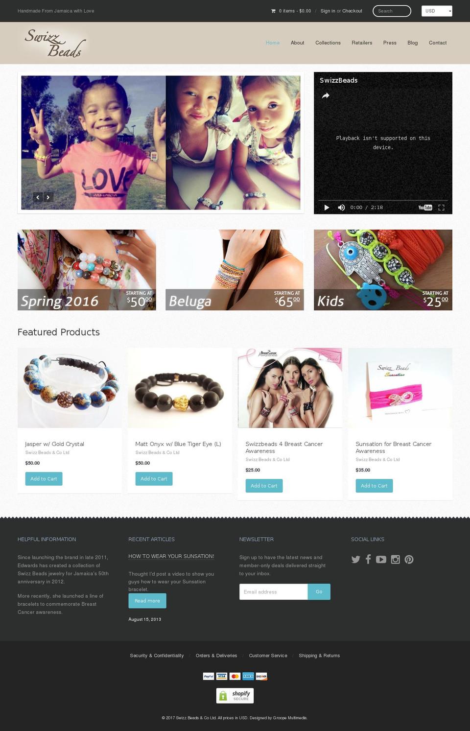 swizzbeads.com shopify website screenshot