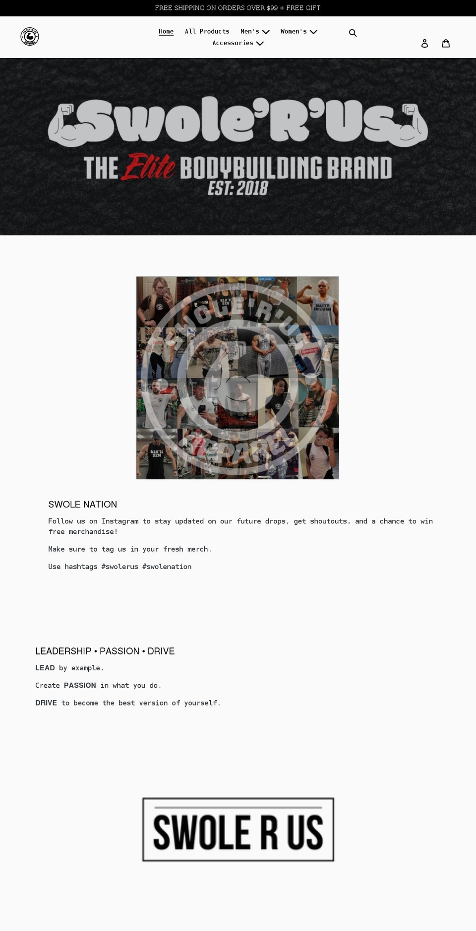 swolerus.com shopify website screenshot
