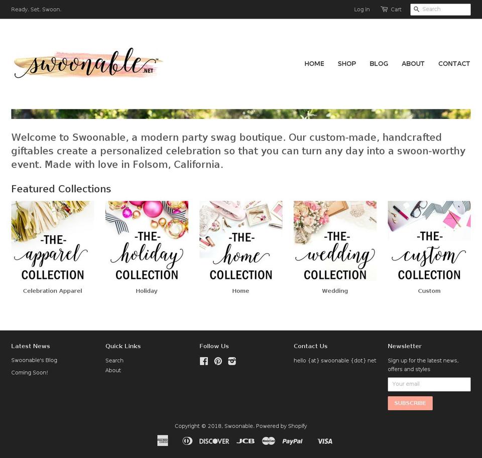 swoonables.com shopify website screenshot