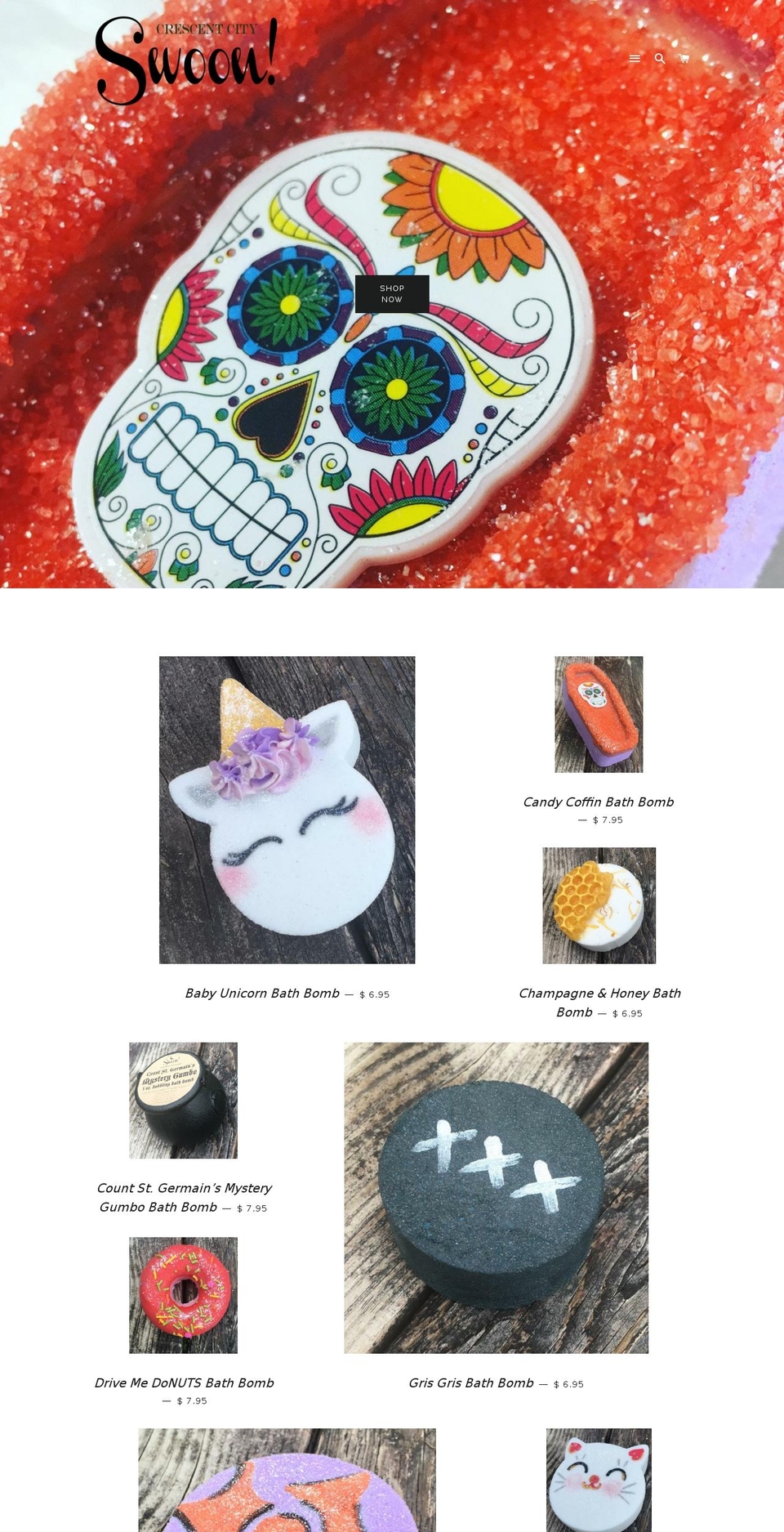 swoonbathbombs.com shopify website screenshot