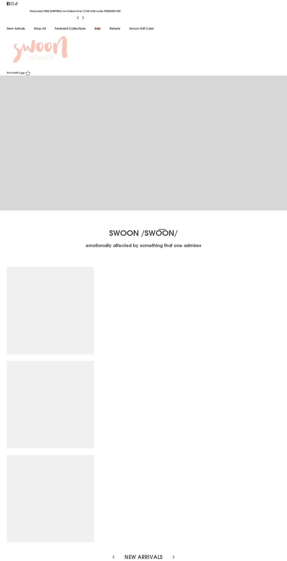 swoonboutiquelafayette.com shopify website screenshot