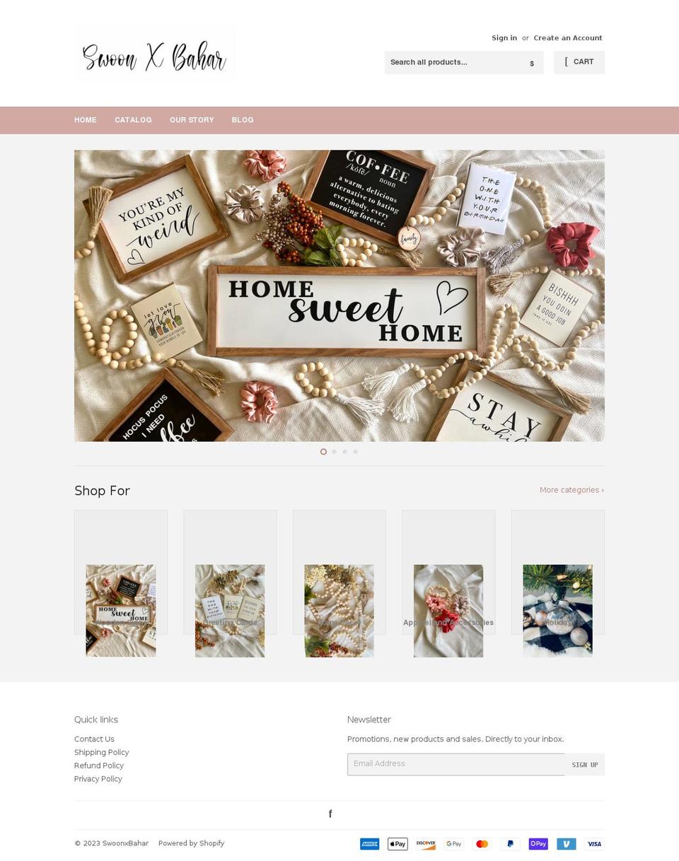 swoonxbahar.com shopify website screenshot