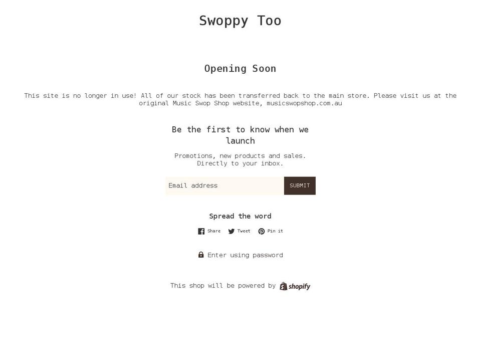 swoppytoo.com.au shopify website screenshot