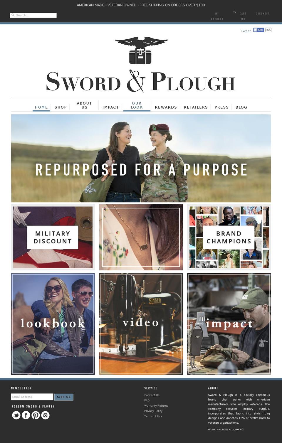 swordandplough.us shopify website screenshot