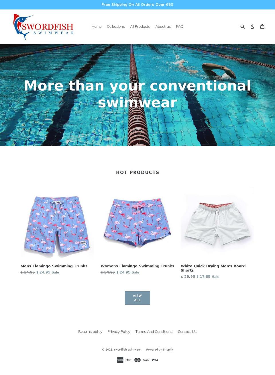 swordfishswimwear.com — Shopify storefront screenshot
