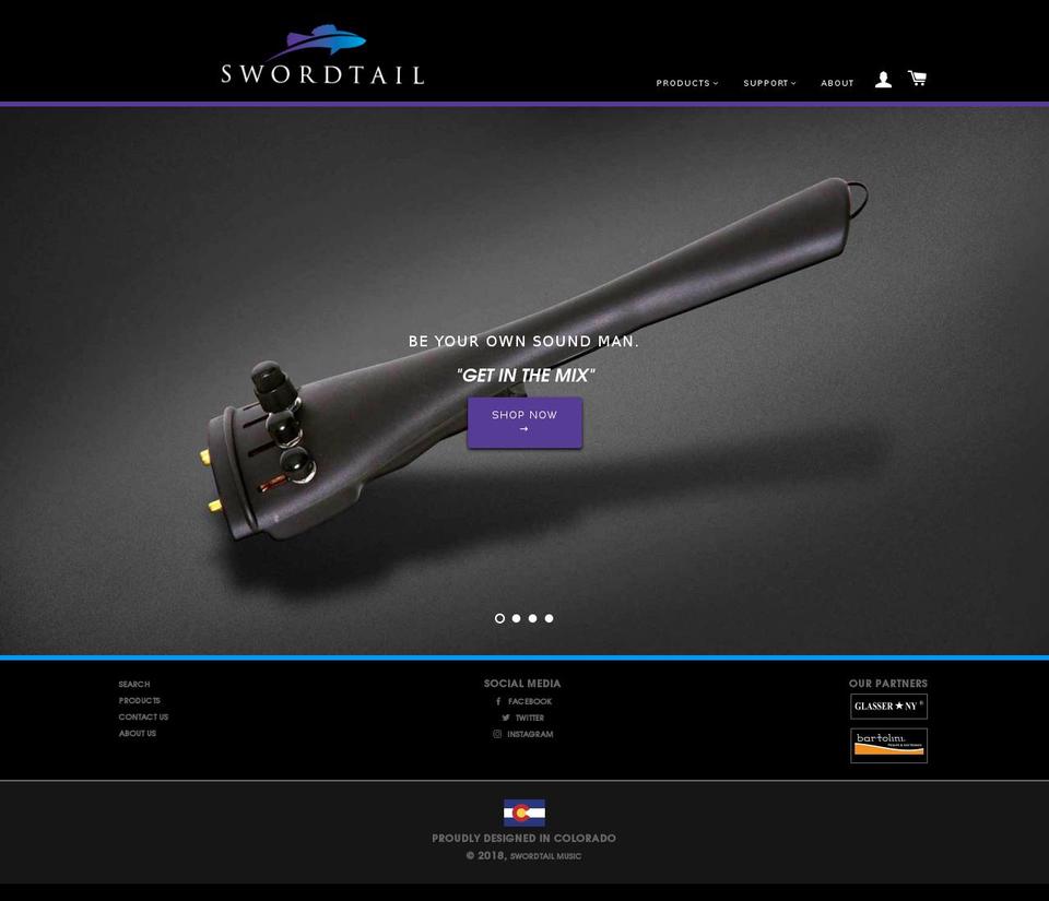 swordtailmusic.com shopify website screenshot