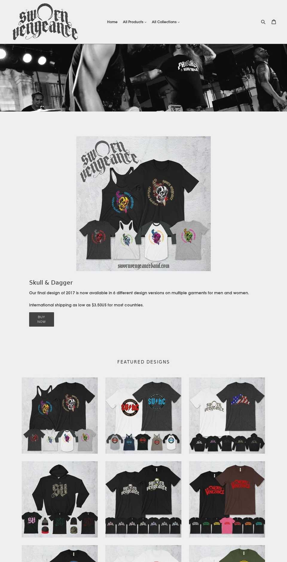 swornvengeanceband.com shopify website screenshot