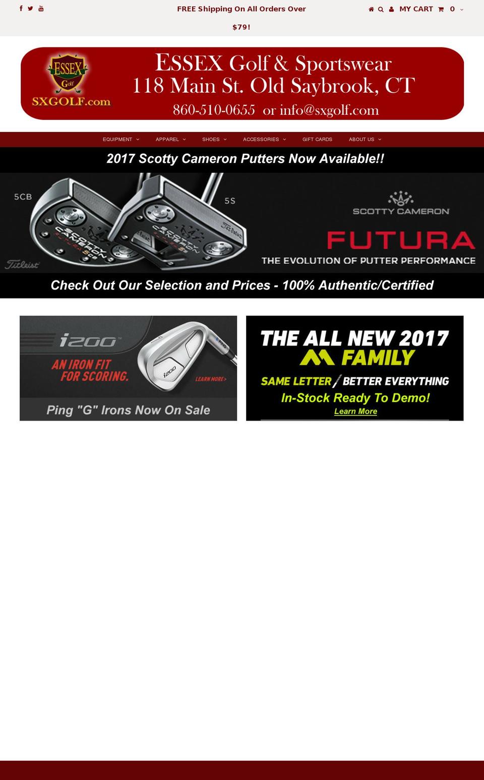 sxgolf.com shopify website screenshot