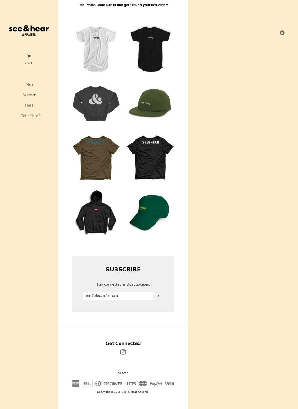 sxhapparel.com shopify website screenshot