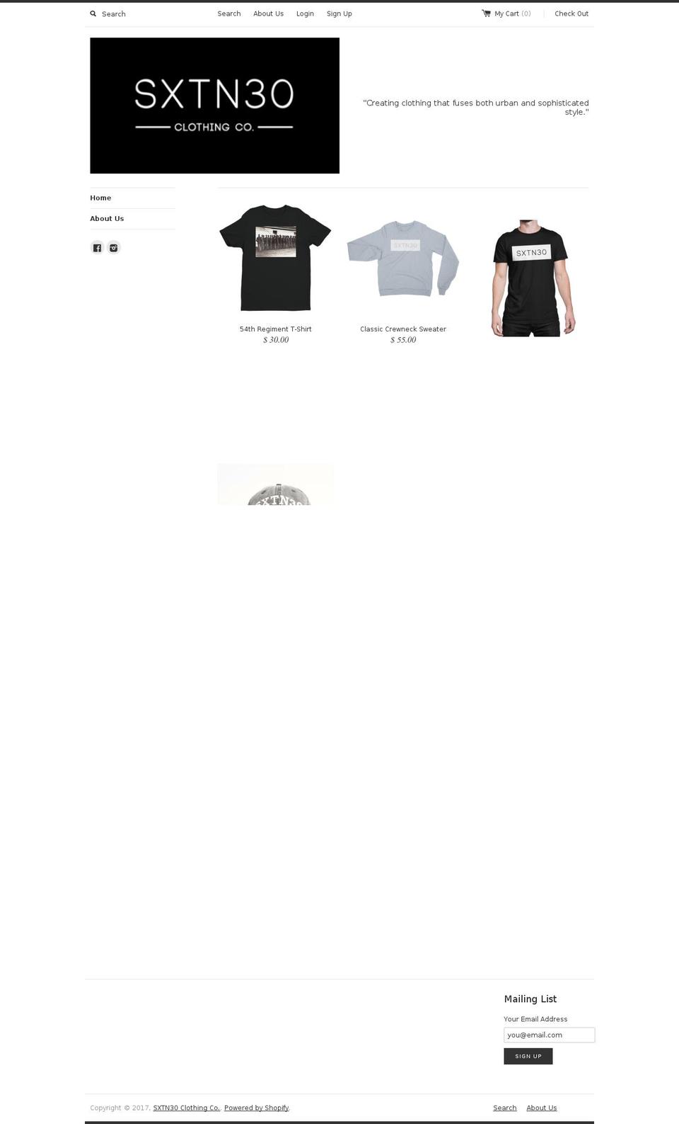 sxtn30.com shopify website screenshot