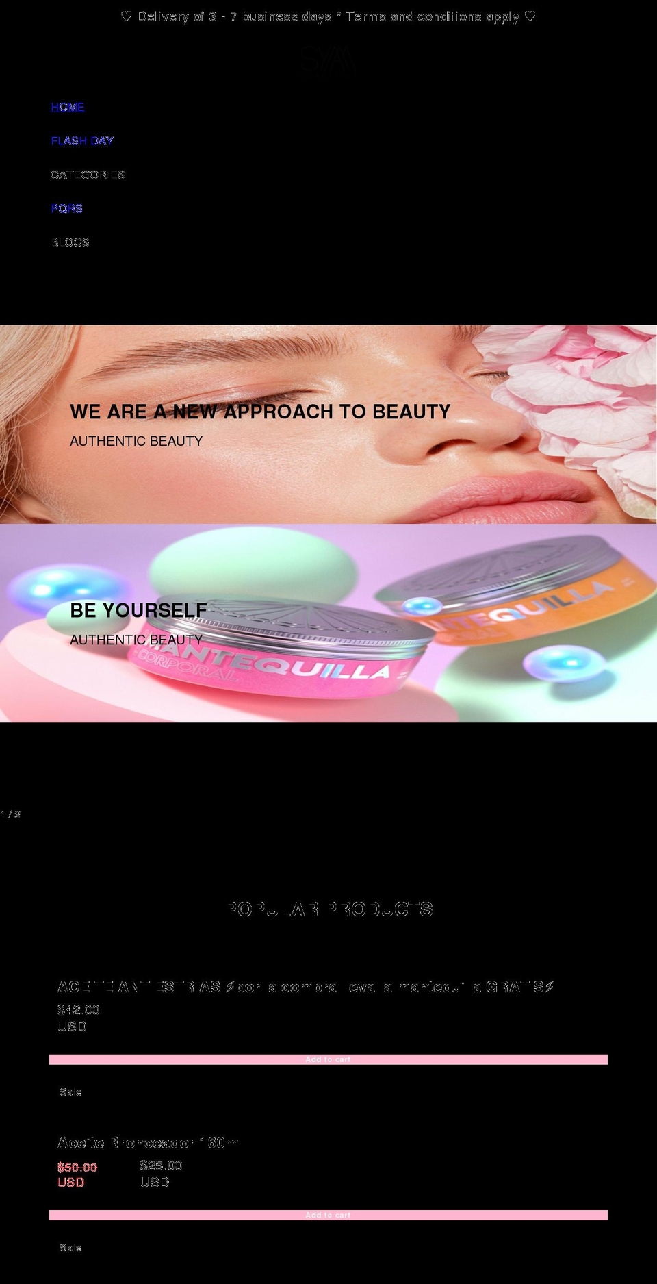 syaminternacional.com shopify website screenshot