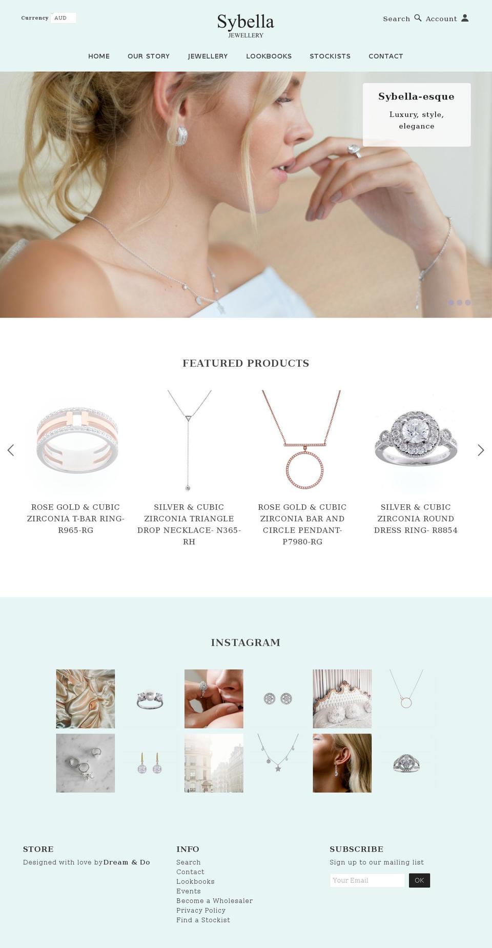 sybellajewellery.com shopify website screenshot