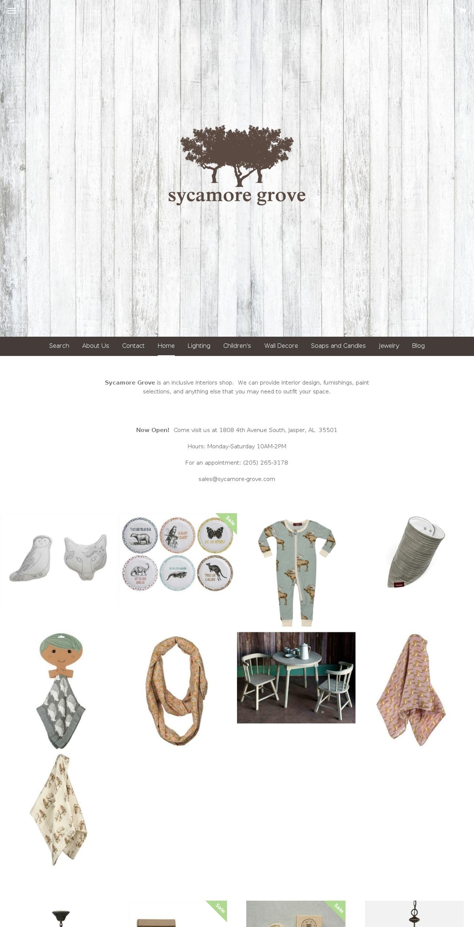 sycamore-grove.com shopify website screenshot