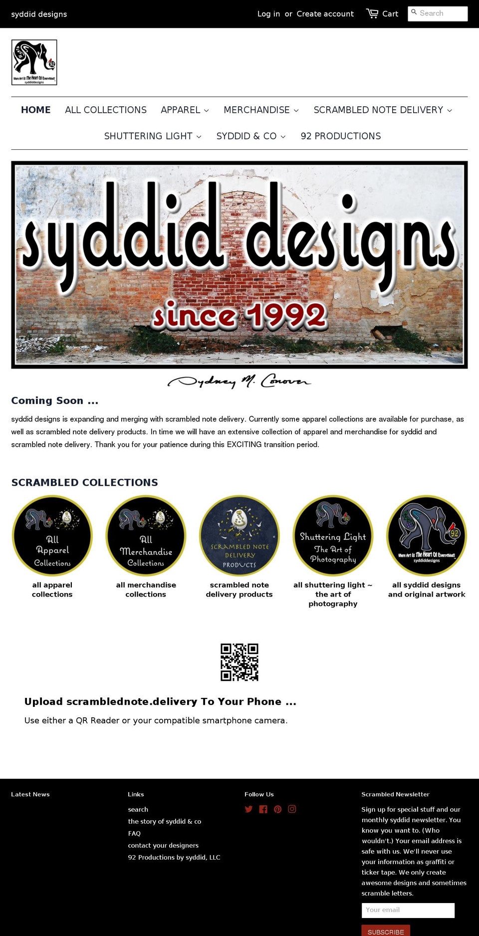 syddid designs Shopify theme site example syddid.com