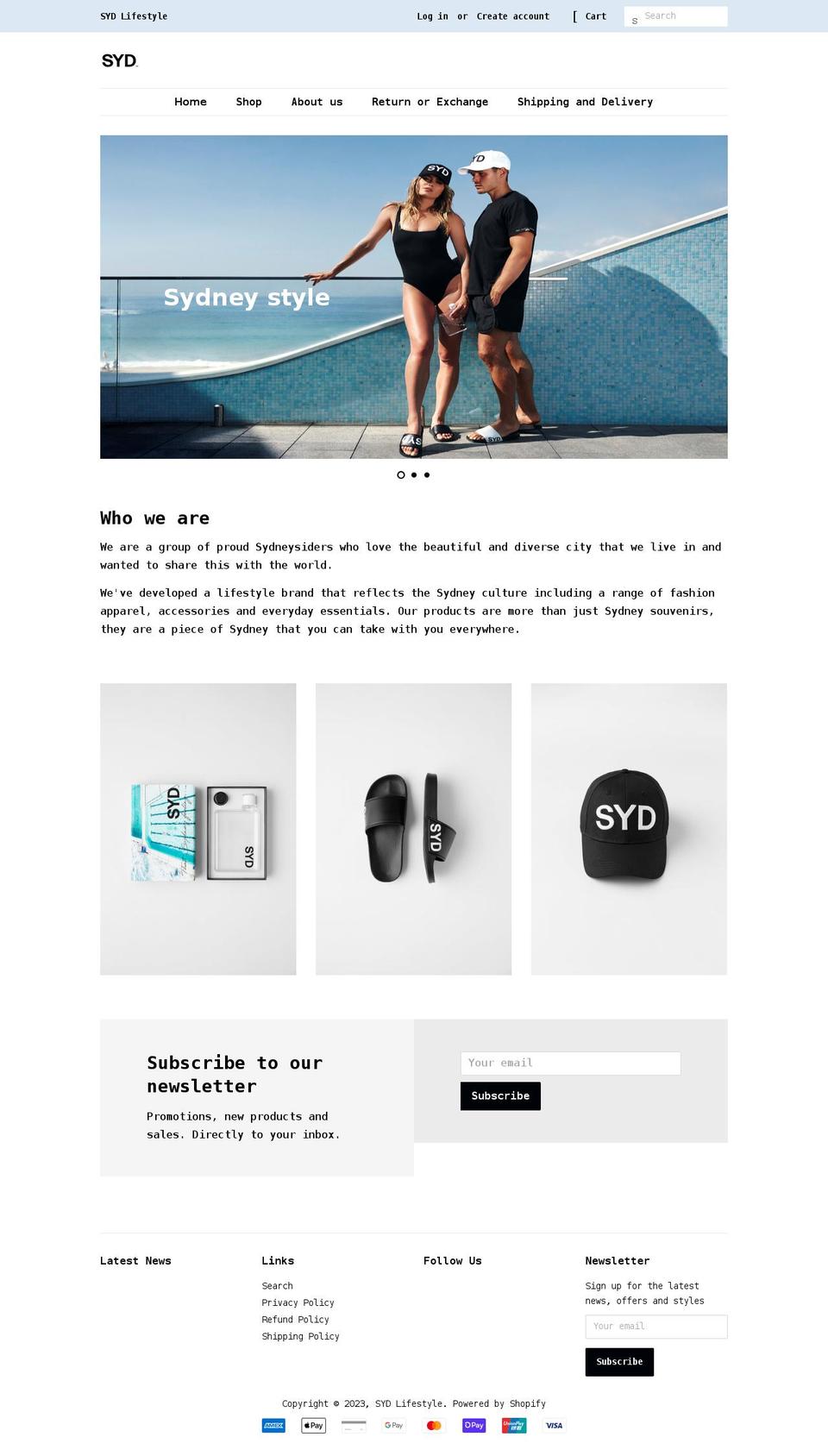 sydlifestyle.com shopify website screenshot