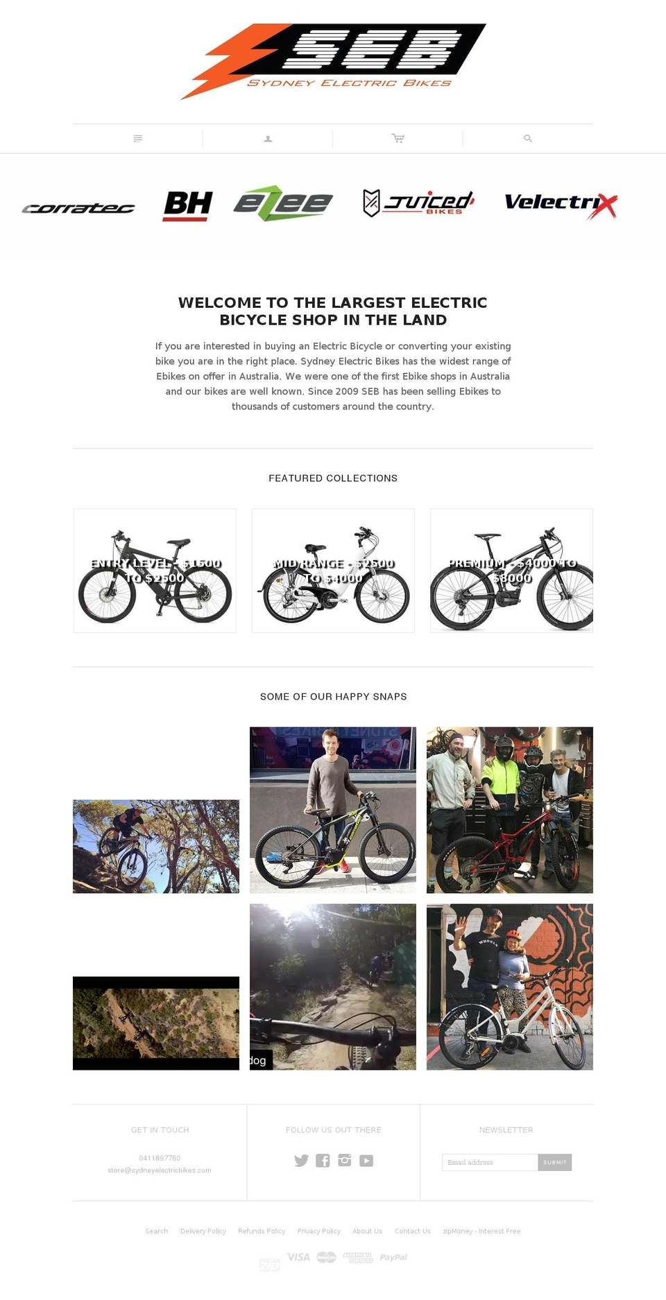 sydney-electric-bikes.myshopify.com shopify website screenshot