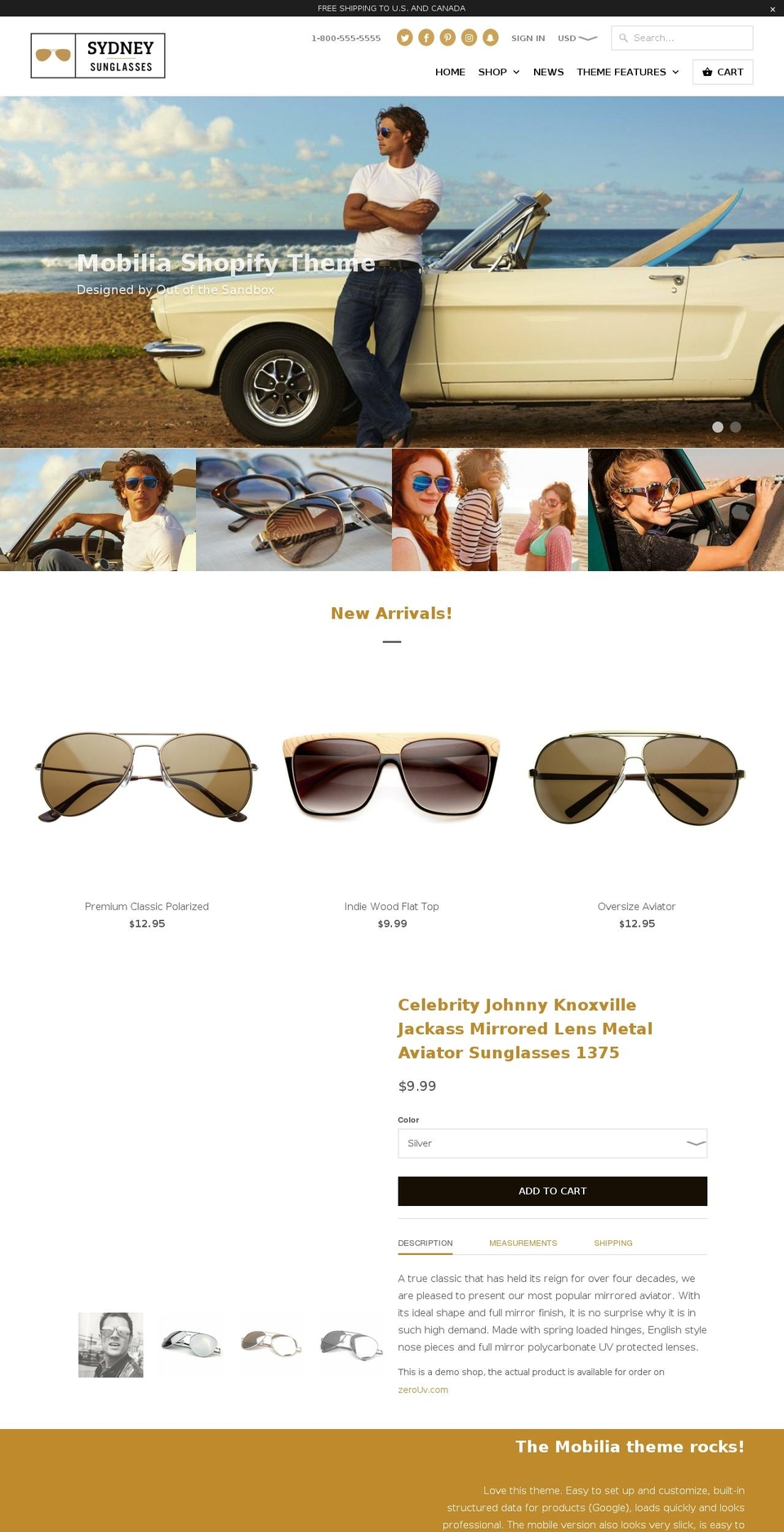 sydney-sunglasses.myshopify.com shopify website screenshot