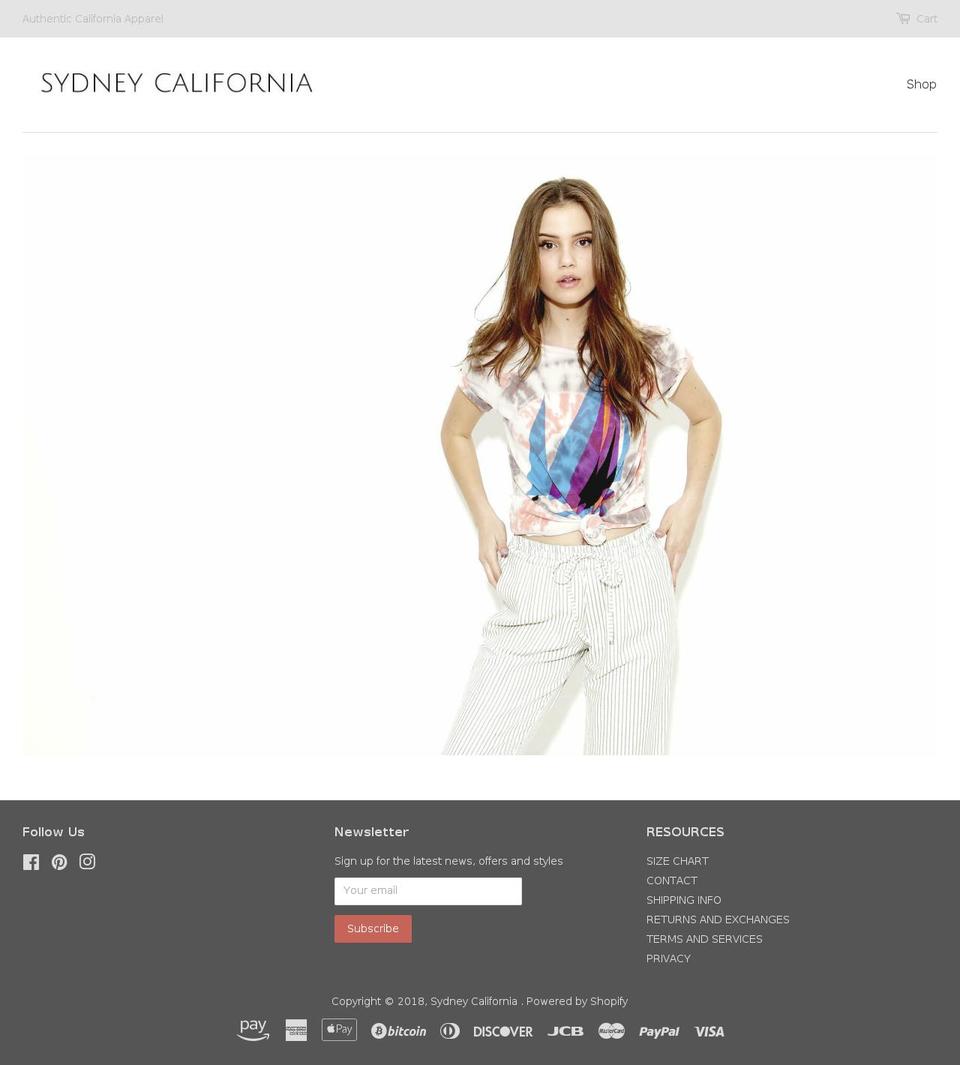 Main Site Shopify theme site example sydneycalifornia.com