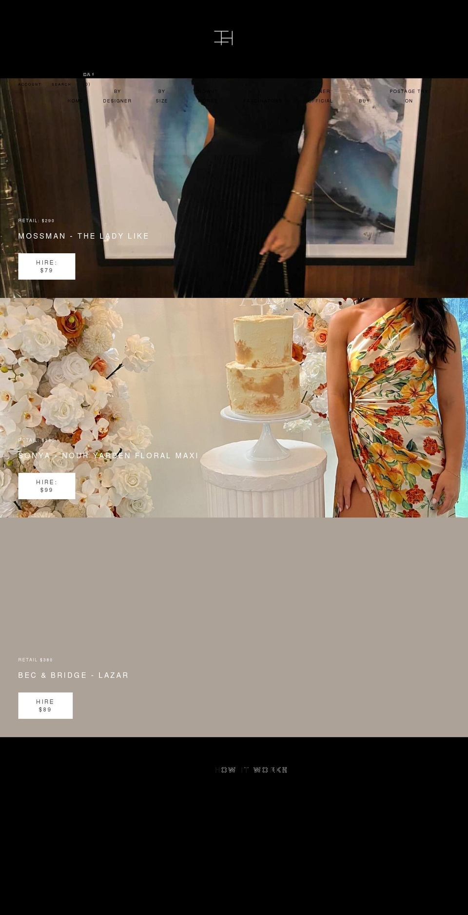 sydneyfashionhire.com.au shopify website screenshot