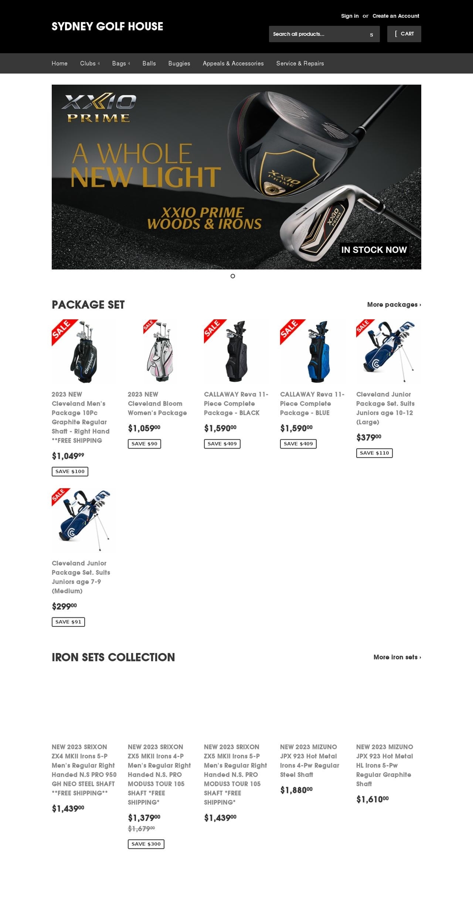 sydneygolfhouse.com shopify website screenshot