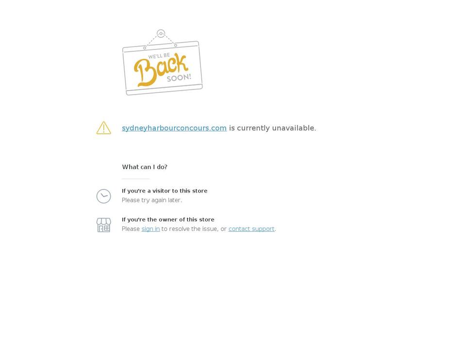 sydneyharbourconcours.com shopify website screenshot